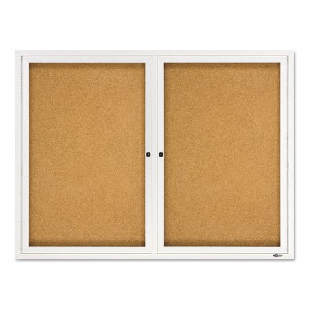 Quartet Bulletin Board, Natural Cork/Fiberboard, 48x36, Silver Aluminum Frame 2364